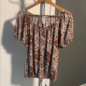 NAIF Brown Patterned Women's Blouse